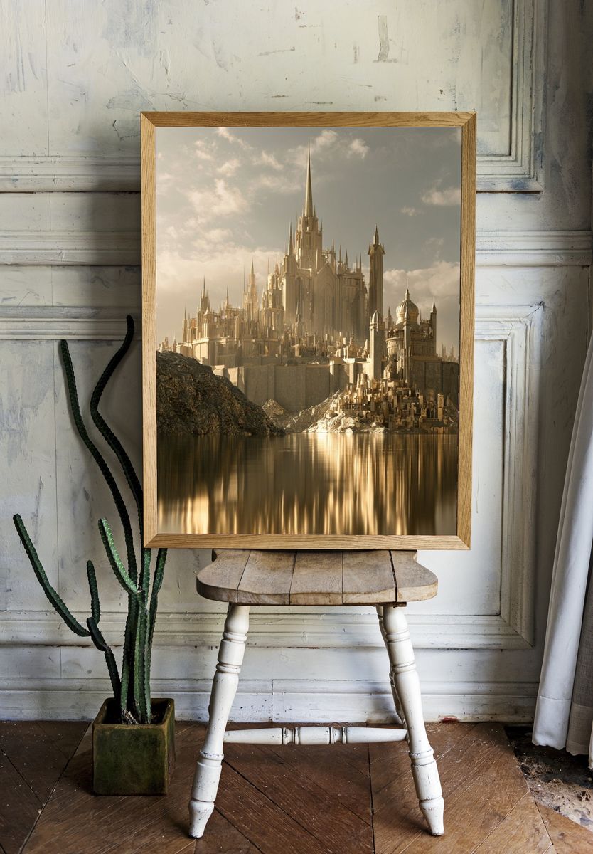 Golden Fantasy Castle Poster. room preview