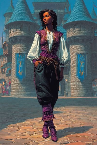 Castle Courtyard Fantasy Portrait Print. poster print