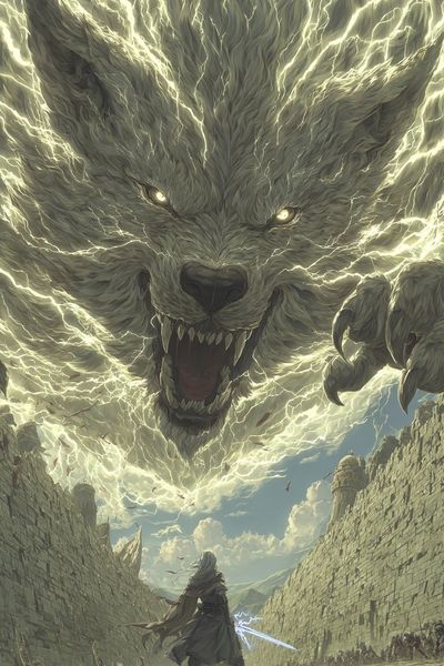 Epic Wolf Battle — Fantasy Print. poster print