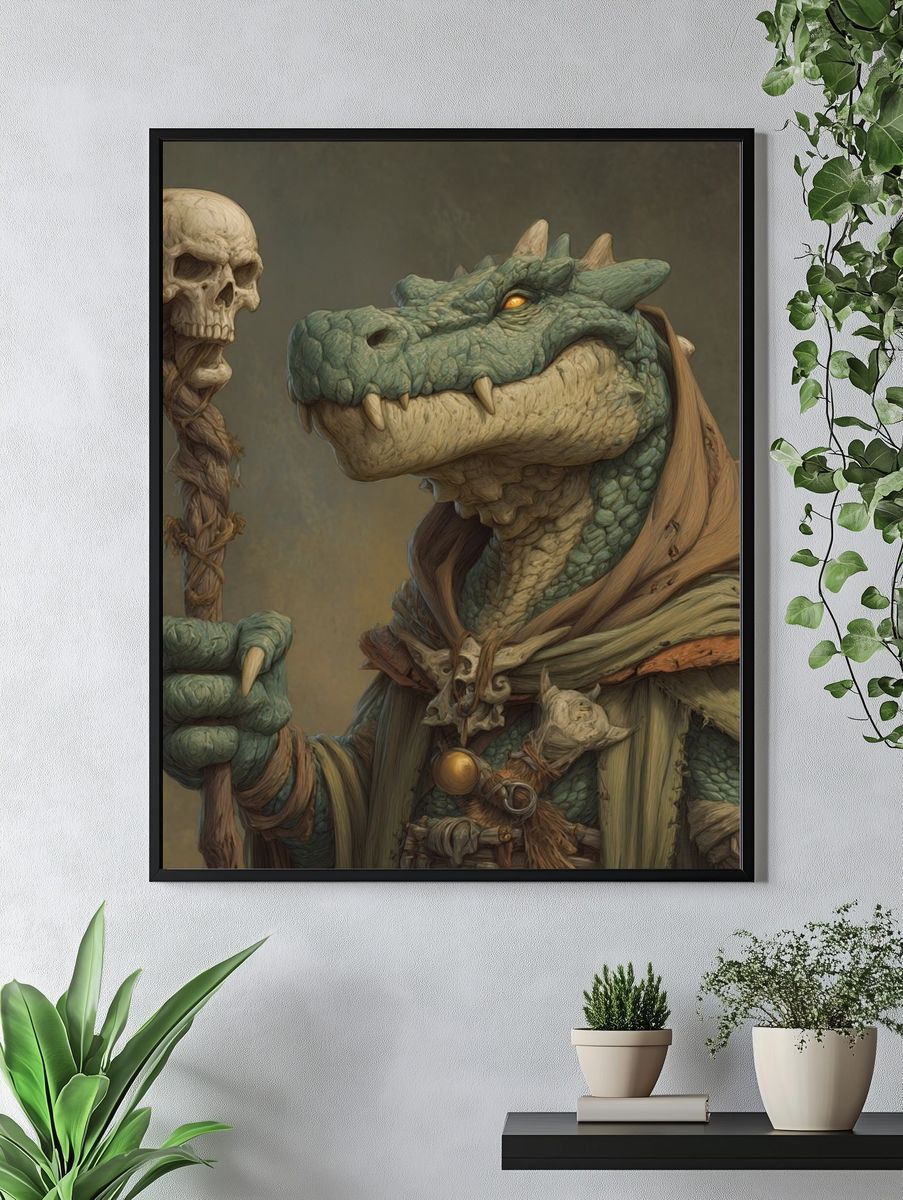 Mystical Lizard Sorcerer — Fantasy Print. — room view 4