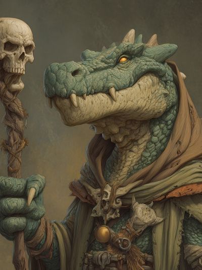 Mystical Lizard Sorcerer — Fantasy Print. poster