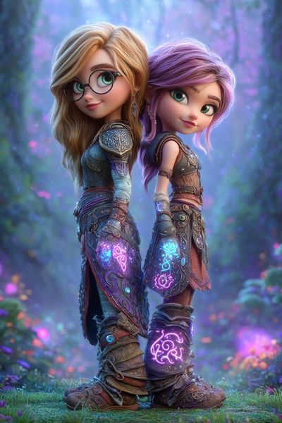 Magical Sisters — Fantasy Illustration Print. poster print