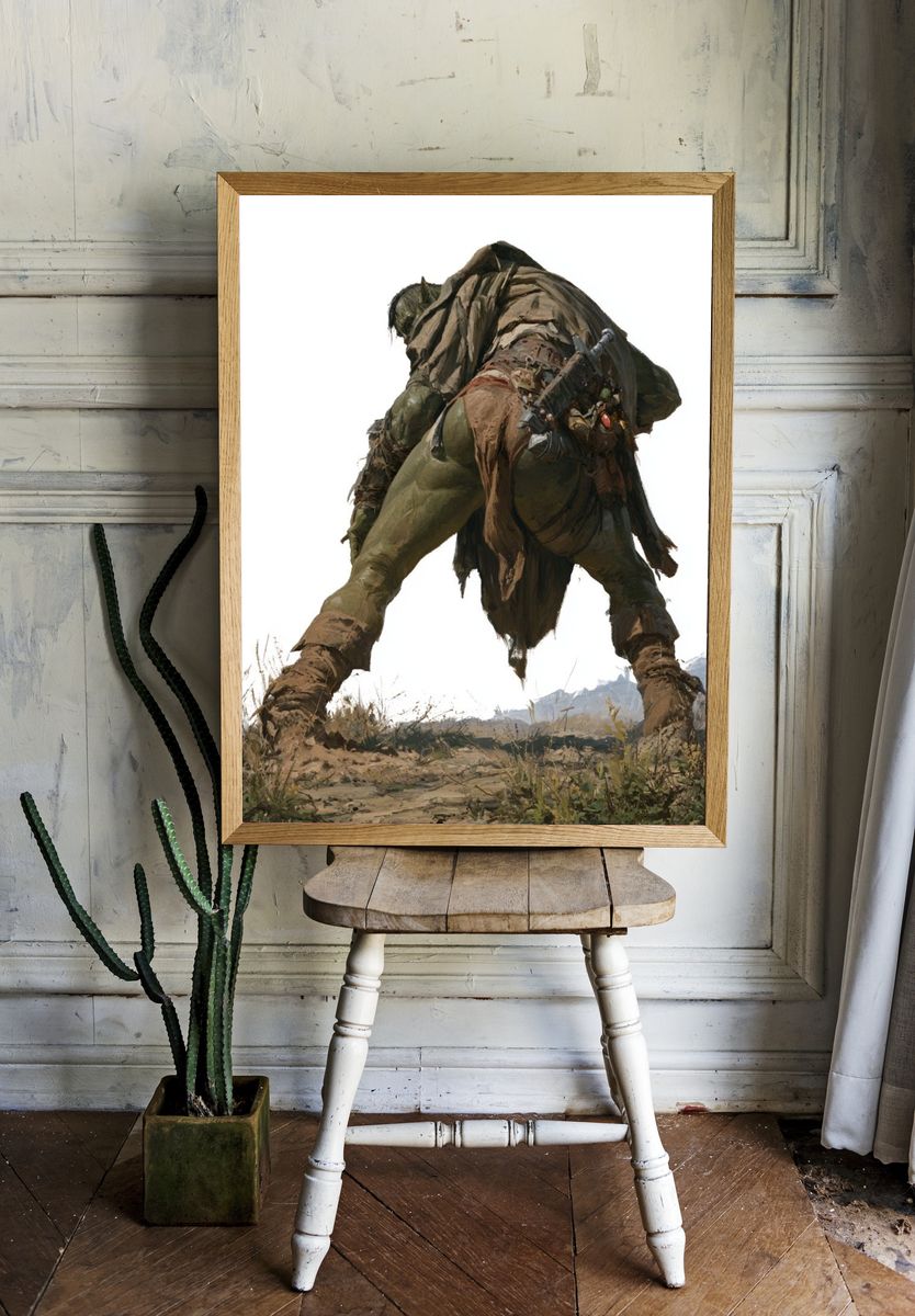 Fantasy Orc Warrior Illustration Poster. — room view 1