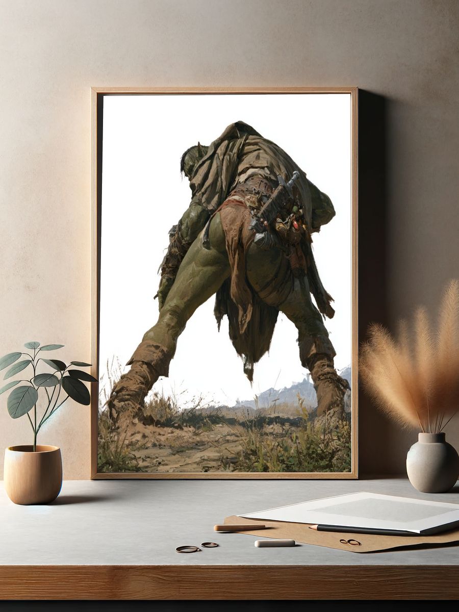 Fantasy Orc Warrior Illustration Poster. — room view 2