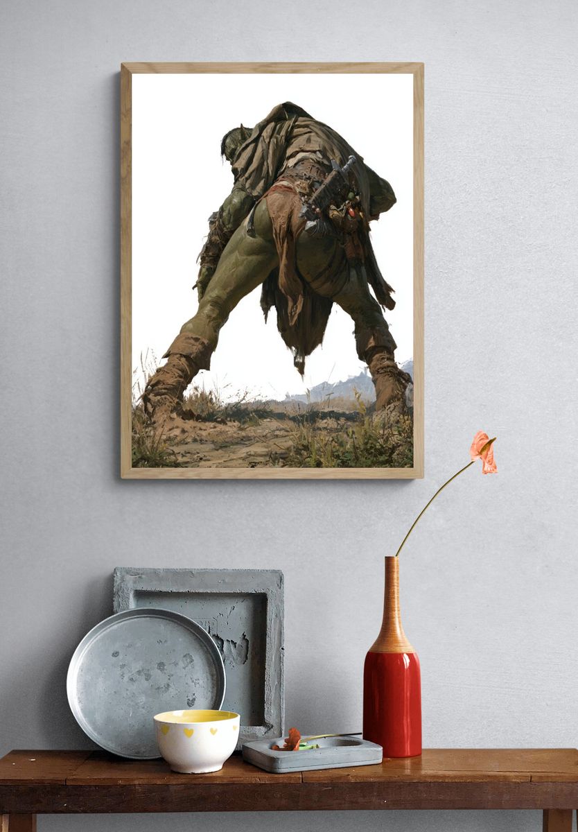 Fantasy Orc Warrior Illustration Poster. — room view 3