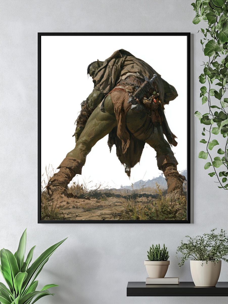 Fantasy Orc Warrior Illustration Poster. — room view 4