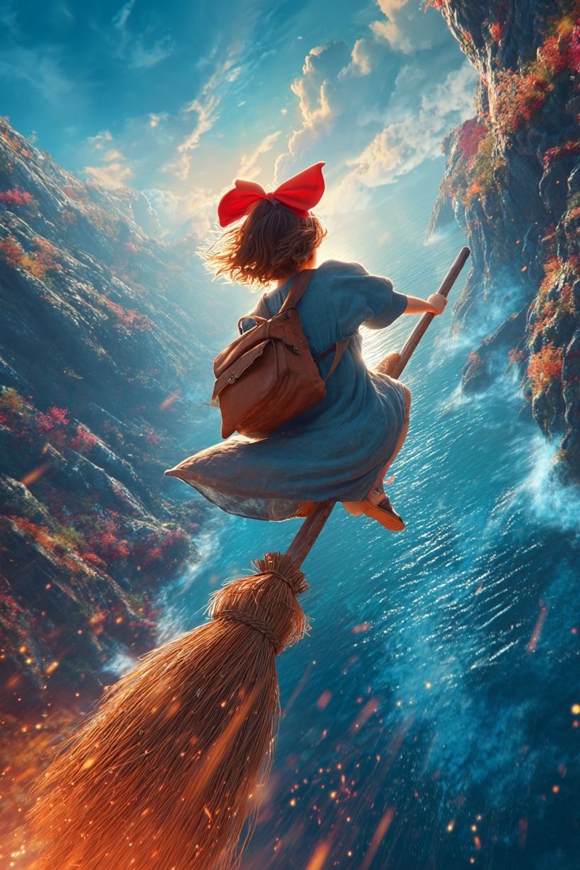 Flying Witch — Fantasy Print. poster — illustration art