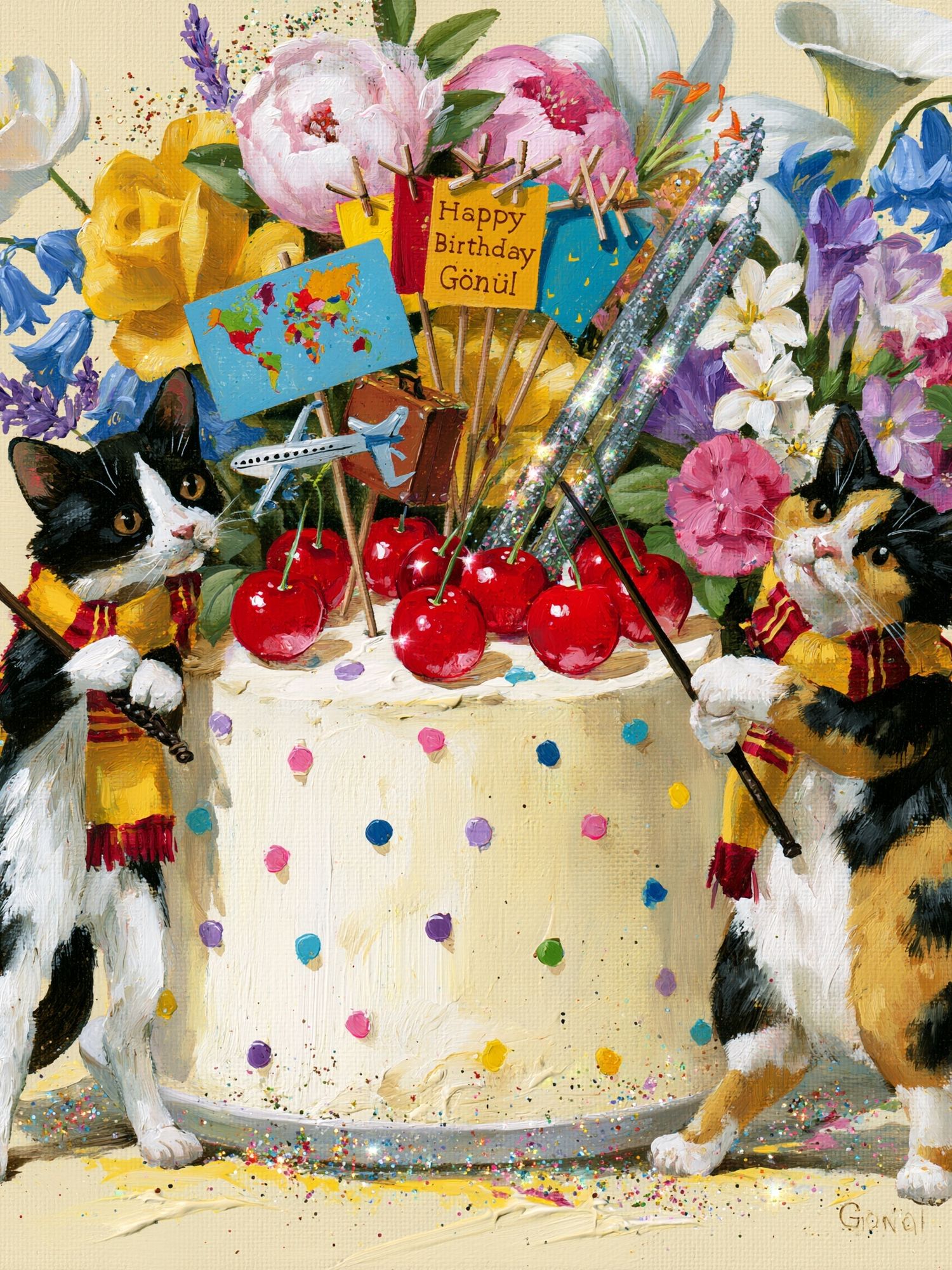 Birthday Cats Celebration Poster. poster detail