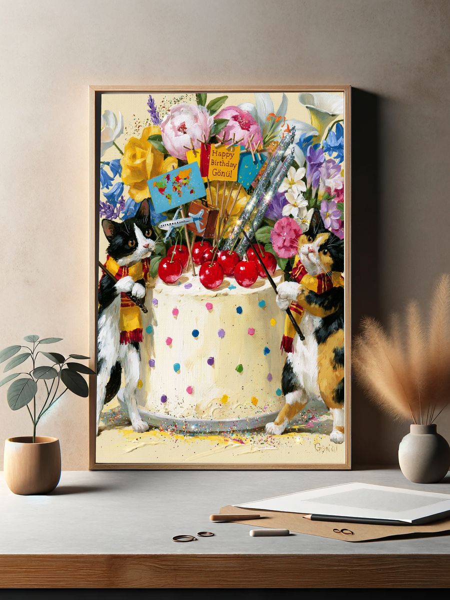Birthday Cats Celebration Poster. — room view 2