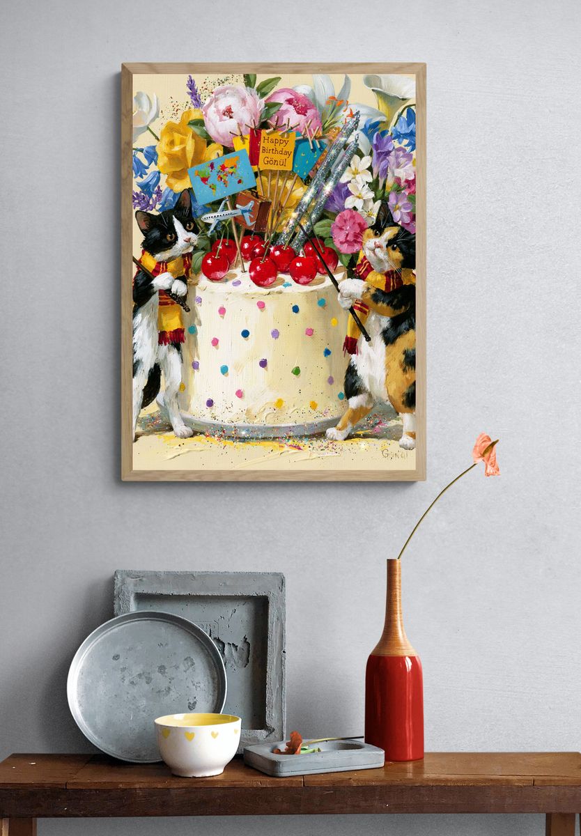 Birthday Cats Celebration Poster. — room view 3
