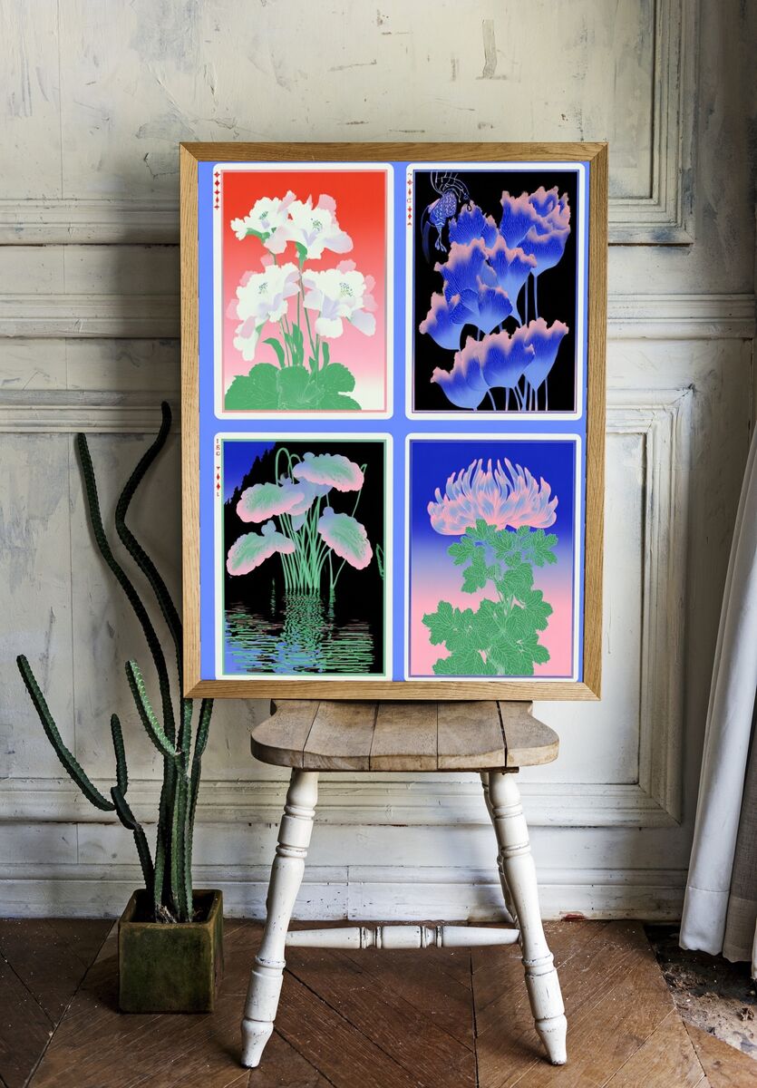 Floral Abstract Art Print. room preview