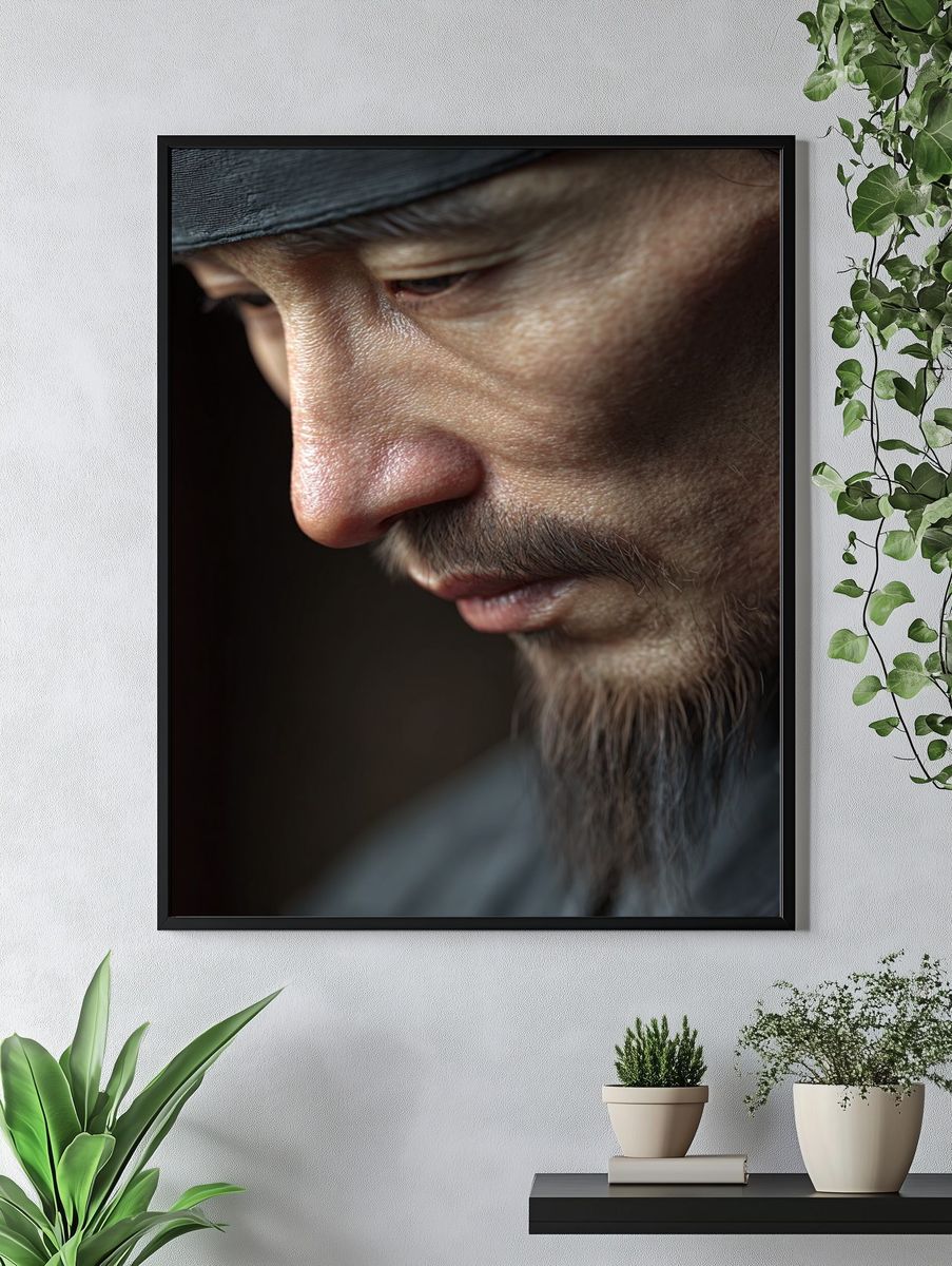 Contemplative Man — Fine Art Print. — room view 4