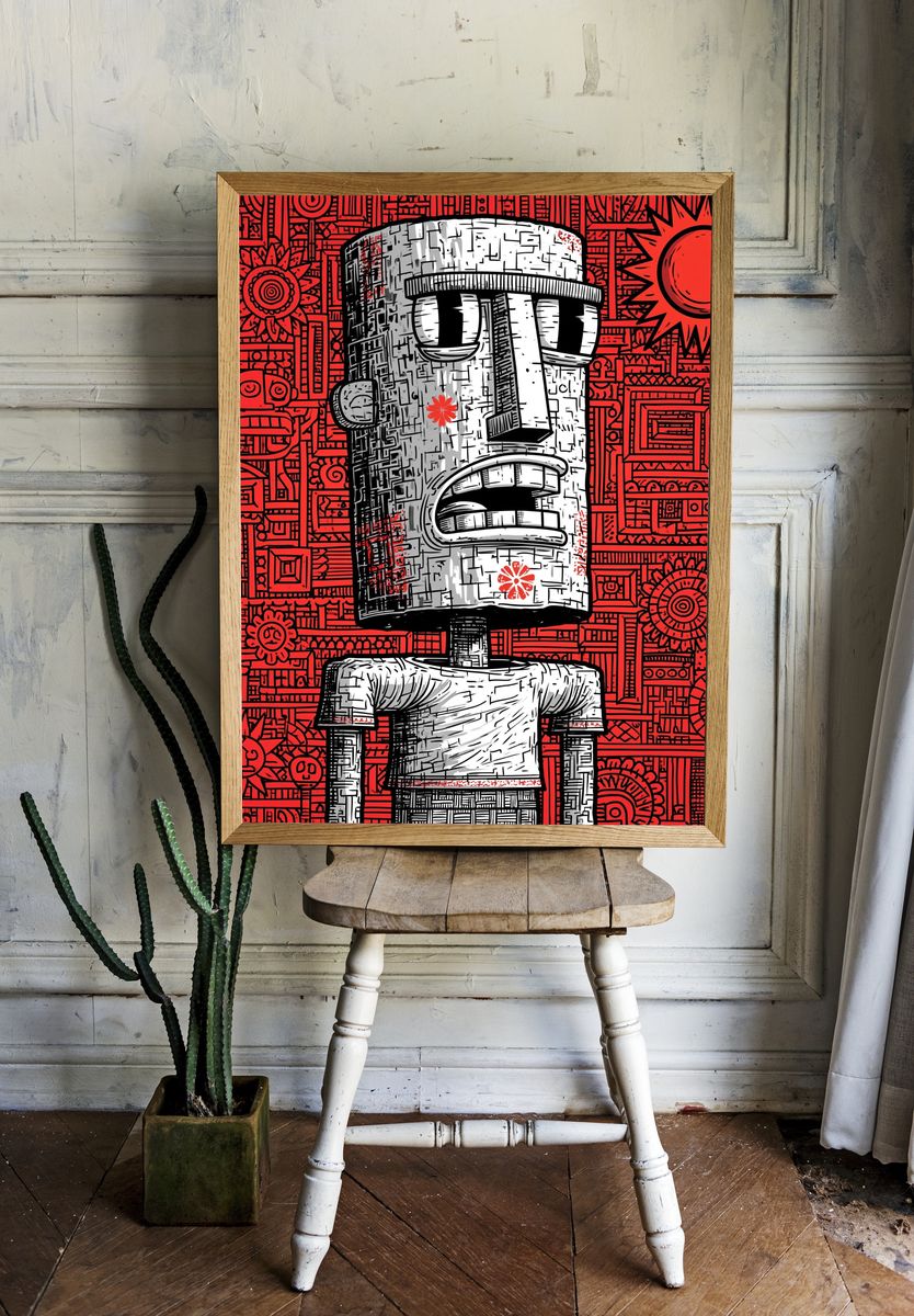 Moai Pop Art Poster. room preview