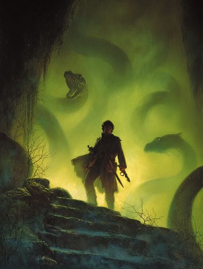 Adventurer and Serpents — Fantasy Print. poster print