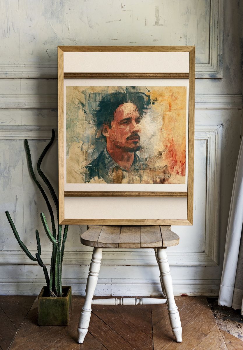 Expressive Male Portrait Fine-Art Poster. room preview
