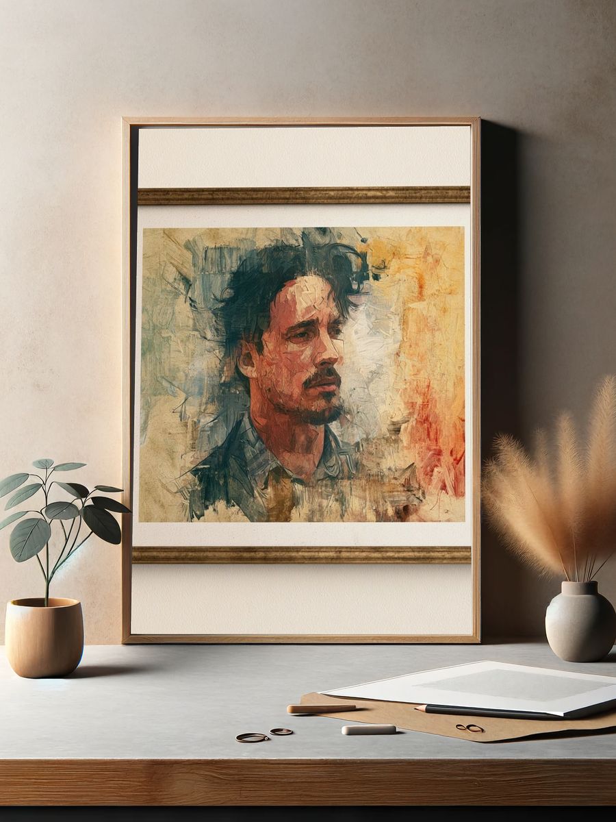 Expressive Male Portrait Fine-Art Poster. — room view 2