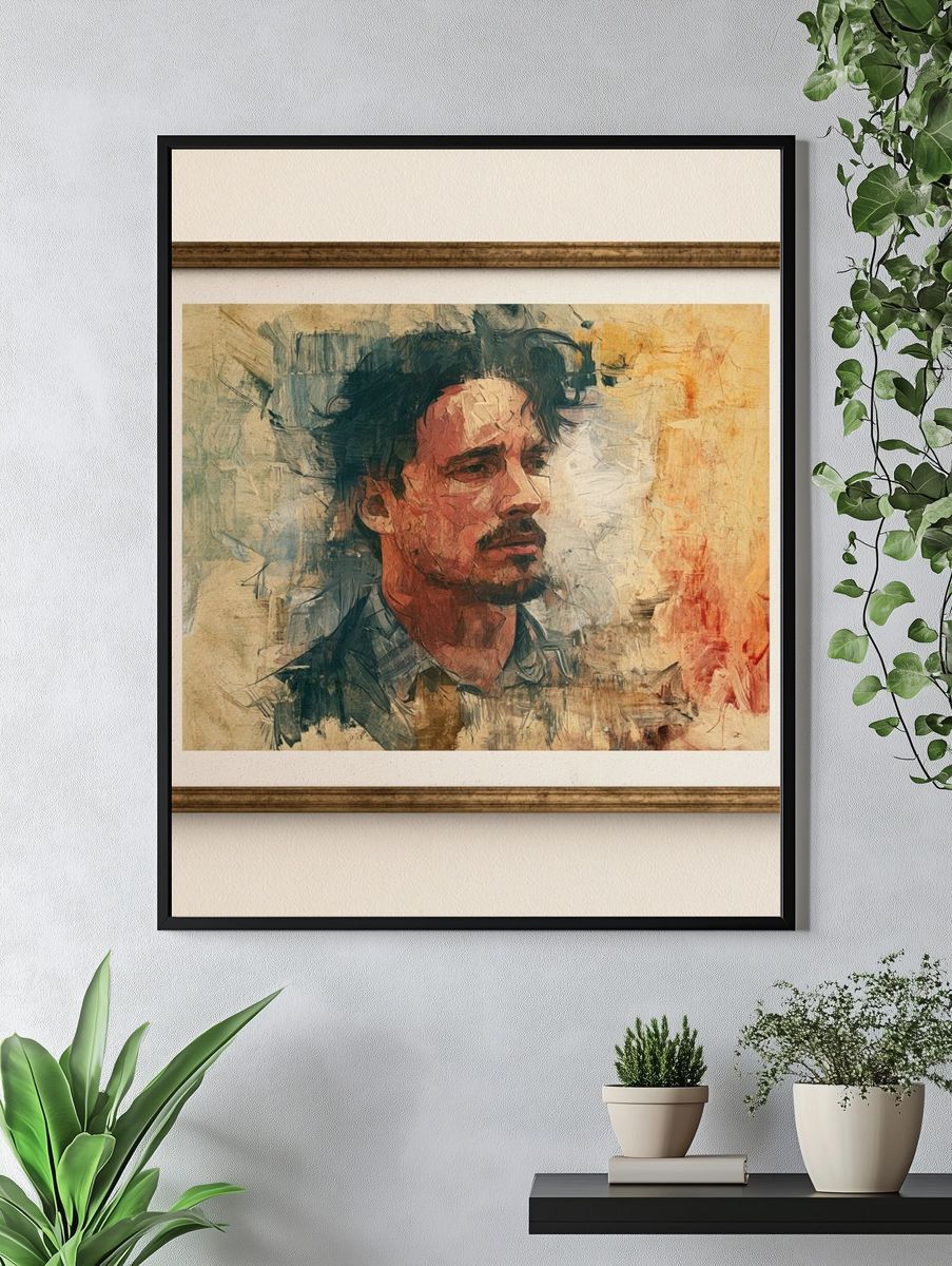 Expressive Male Portrait Fine-Art Poster. — room view 4