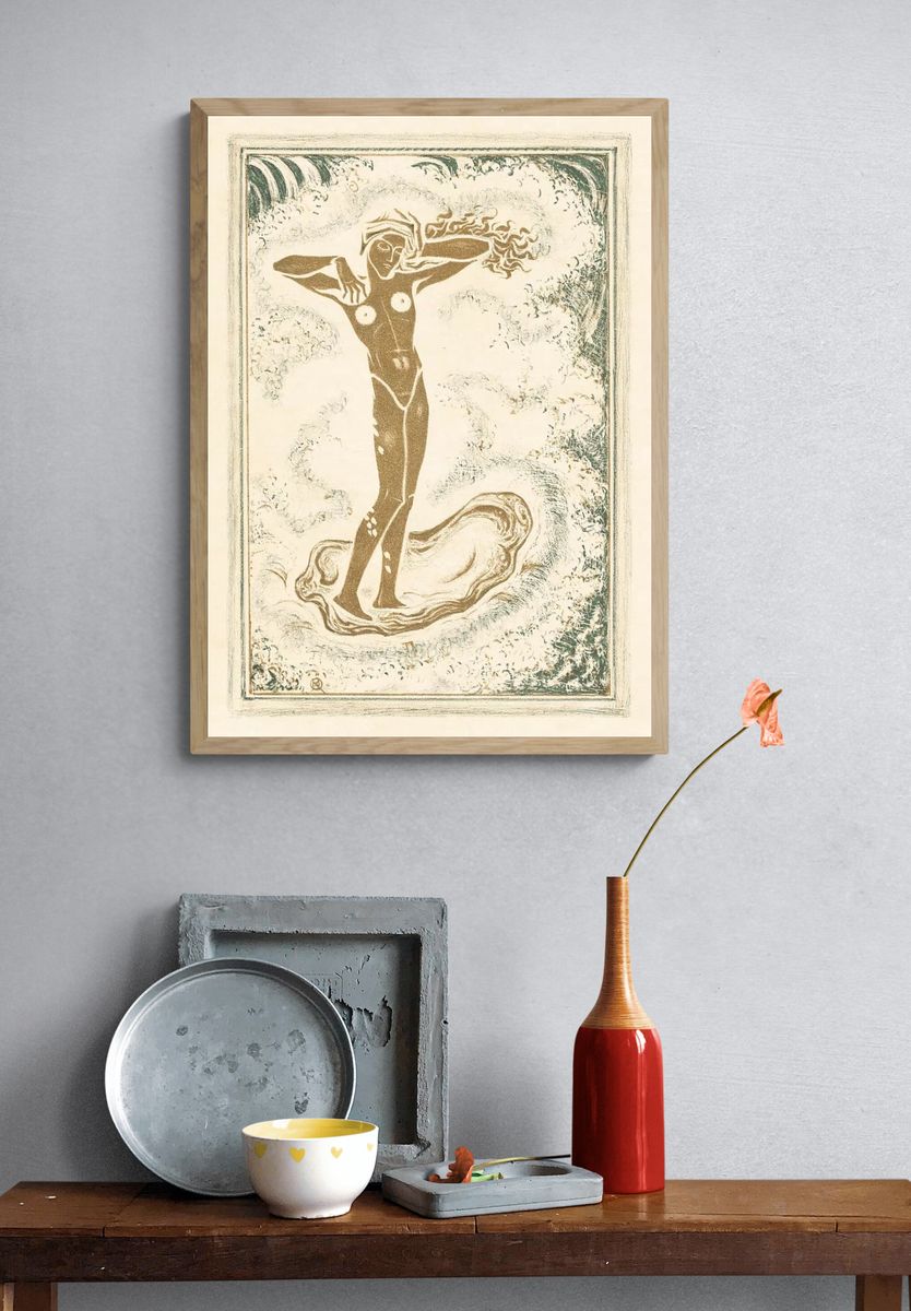 Nude Woman in Waves — Fine Art Print. — room view 3