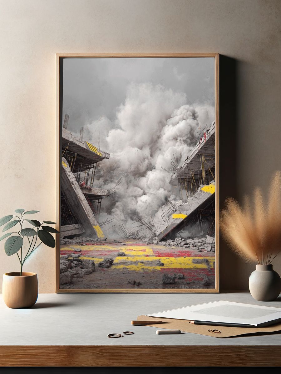 Destruction of Concrete Structure — Fine Art Print. — room view 2