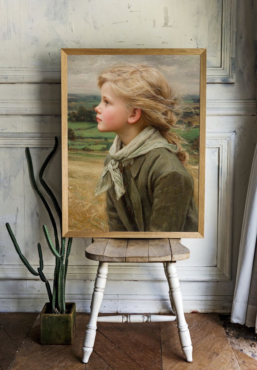 Windblown Girl Portrait Print. — room view 1