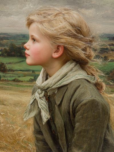 Windblown Girl Portrait Print. poster print