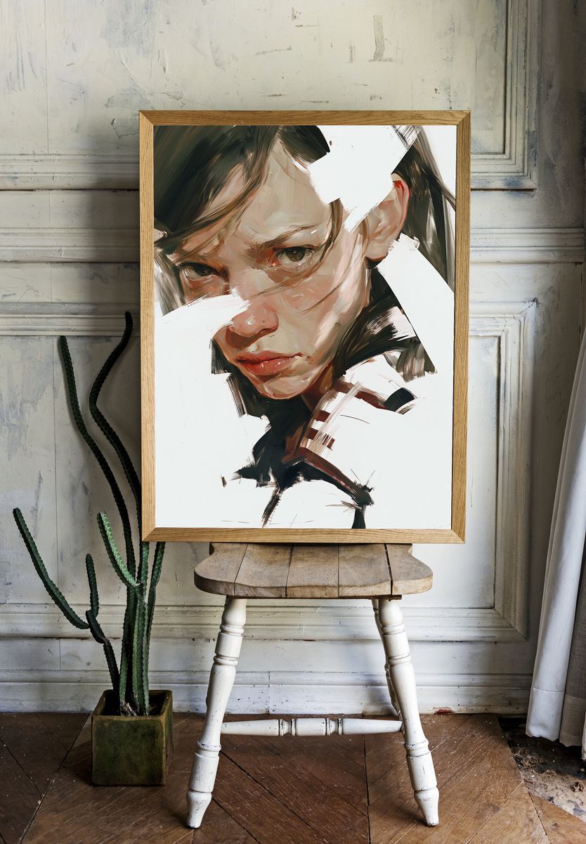 Expressive Woman Portrait Print. — room view 1