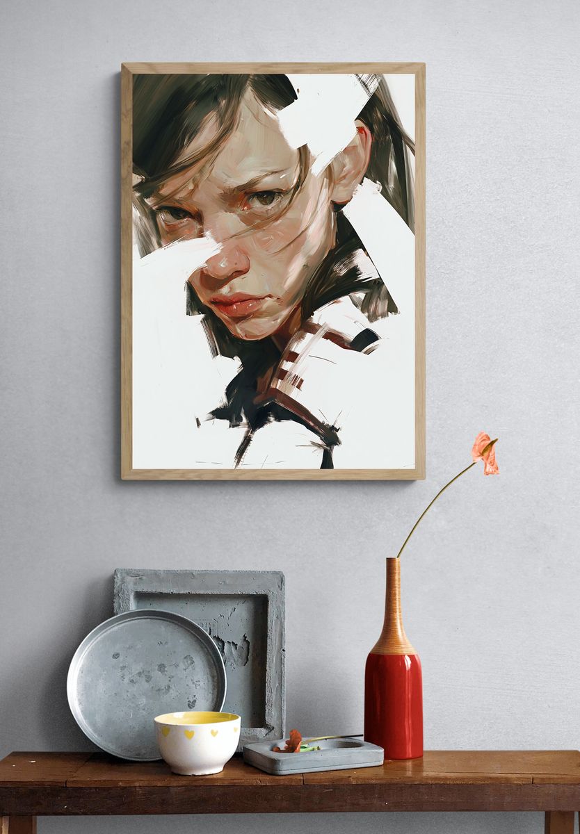 Expressive Woman Portrait Print. — room view 3