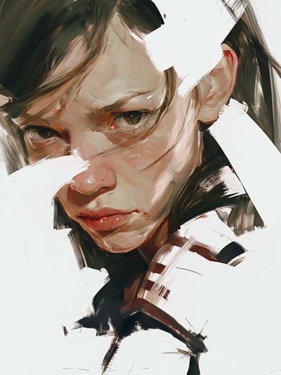 Expressive Woman Portrait Print.