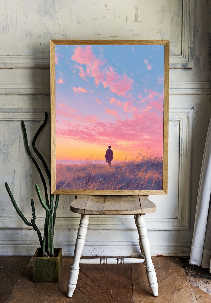 Solitary Figure at Sunset — Fine Art Print. — room view 1