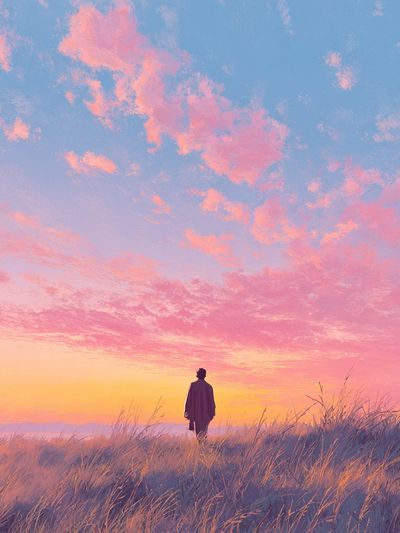 Solitary Figure at Sunset — Fine Art Print. poster print
