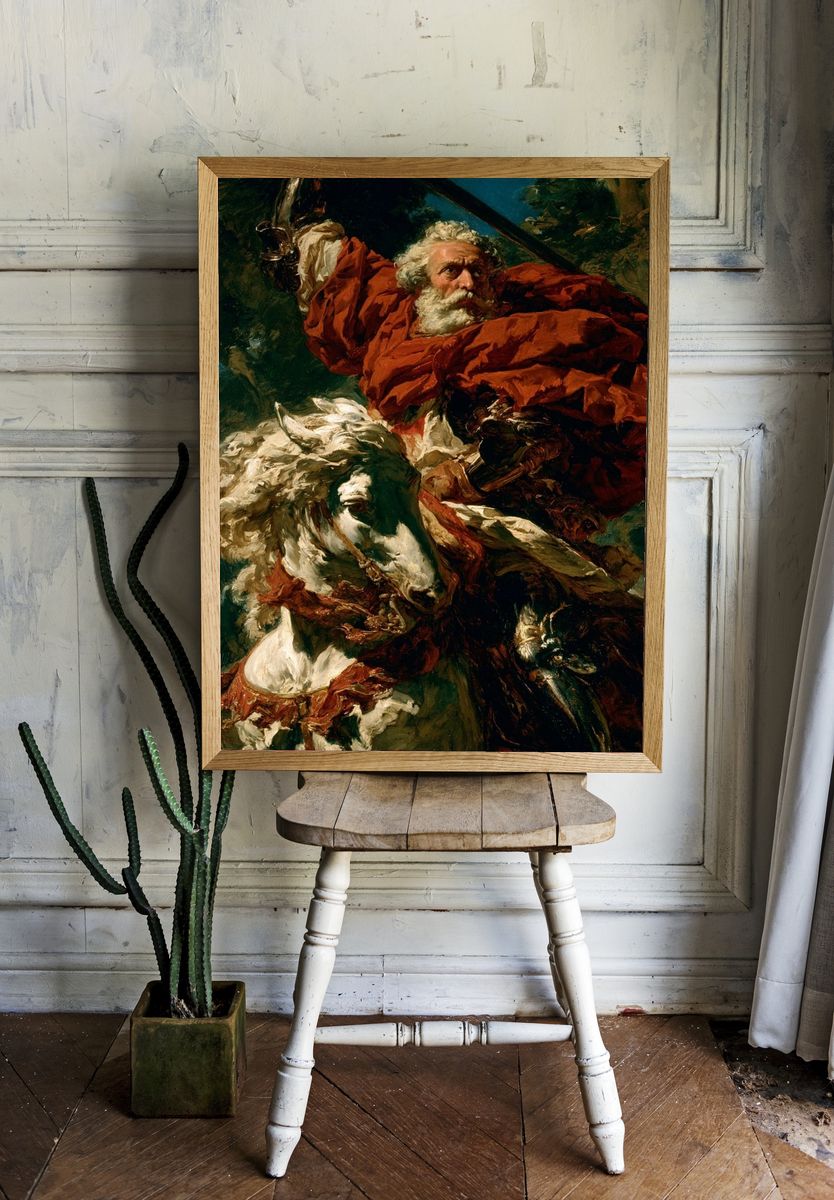 Mythic Warrior and Horse Print. — room view 1