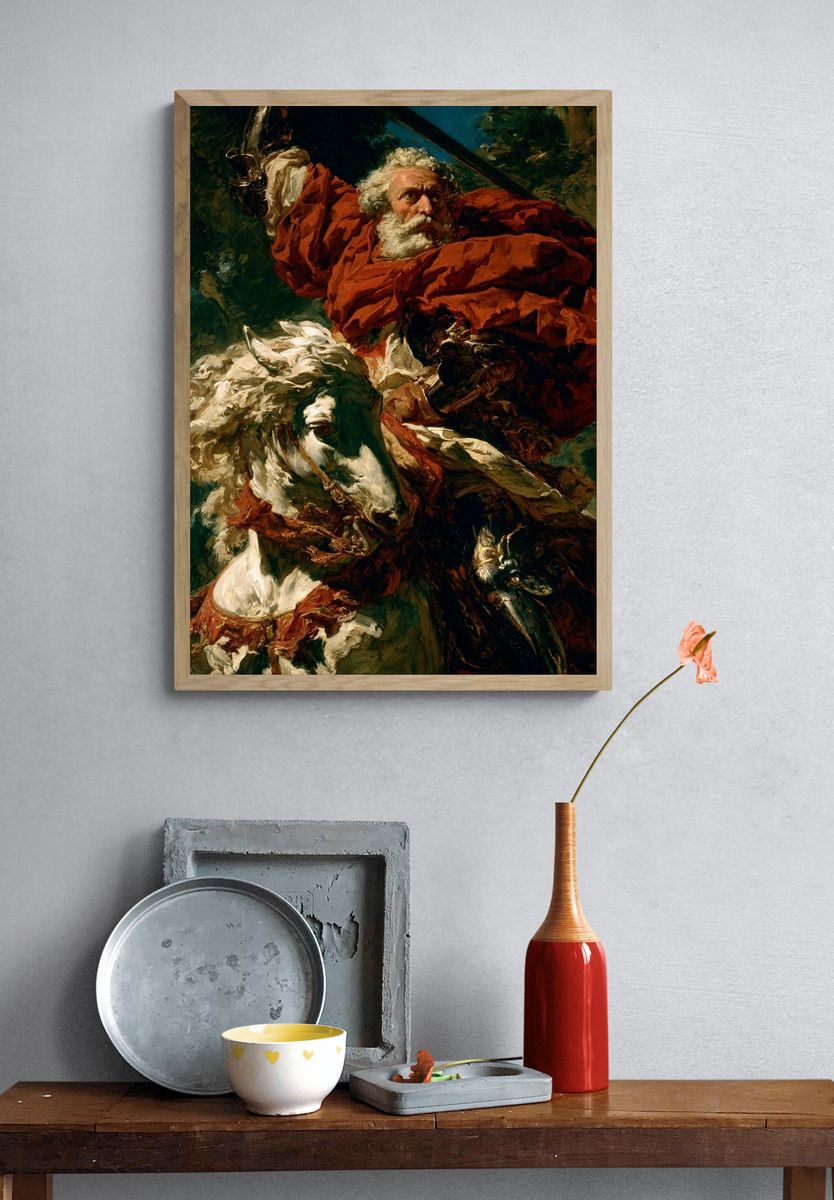 Mythic Warrior and Horse Print. — room view 3
