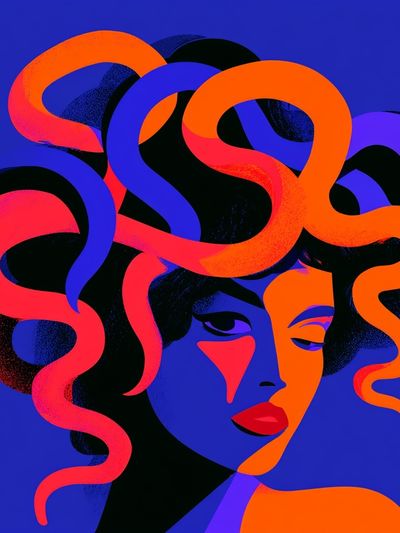 Neon Medusa Portrait Print.