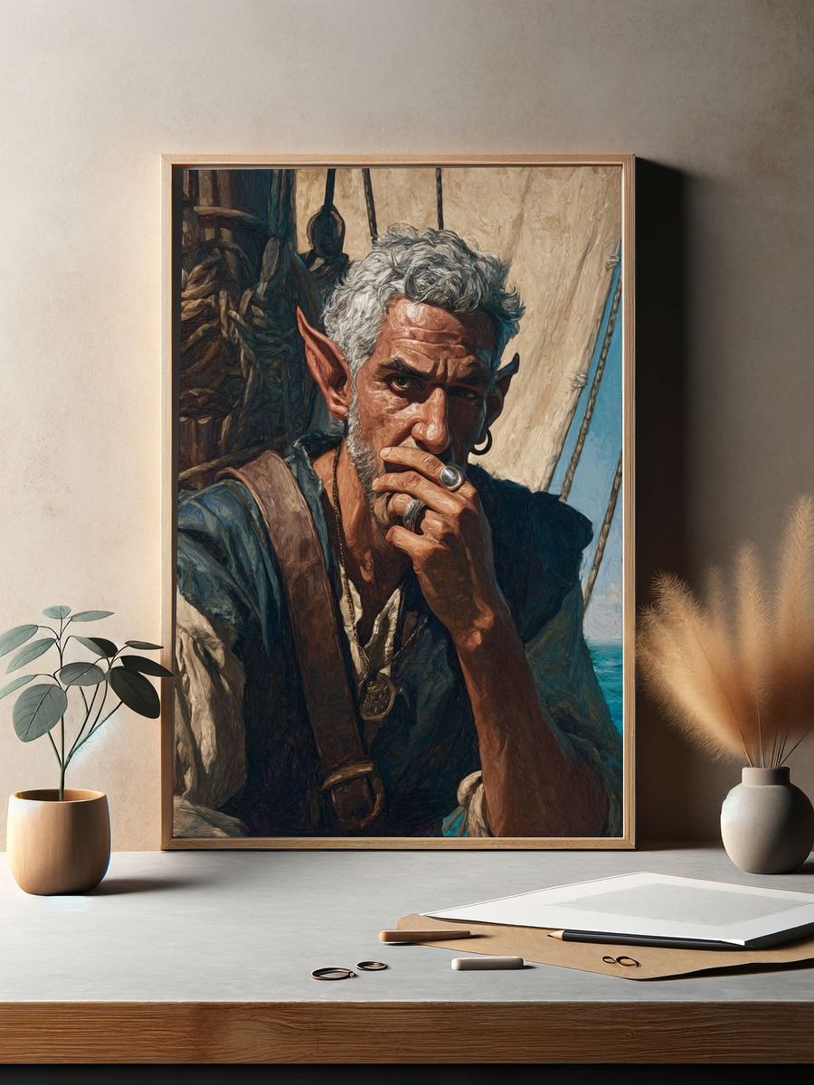 Pensive Sailor — Fine Art Print. — room view 2