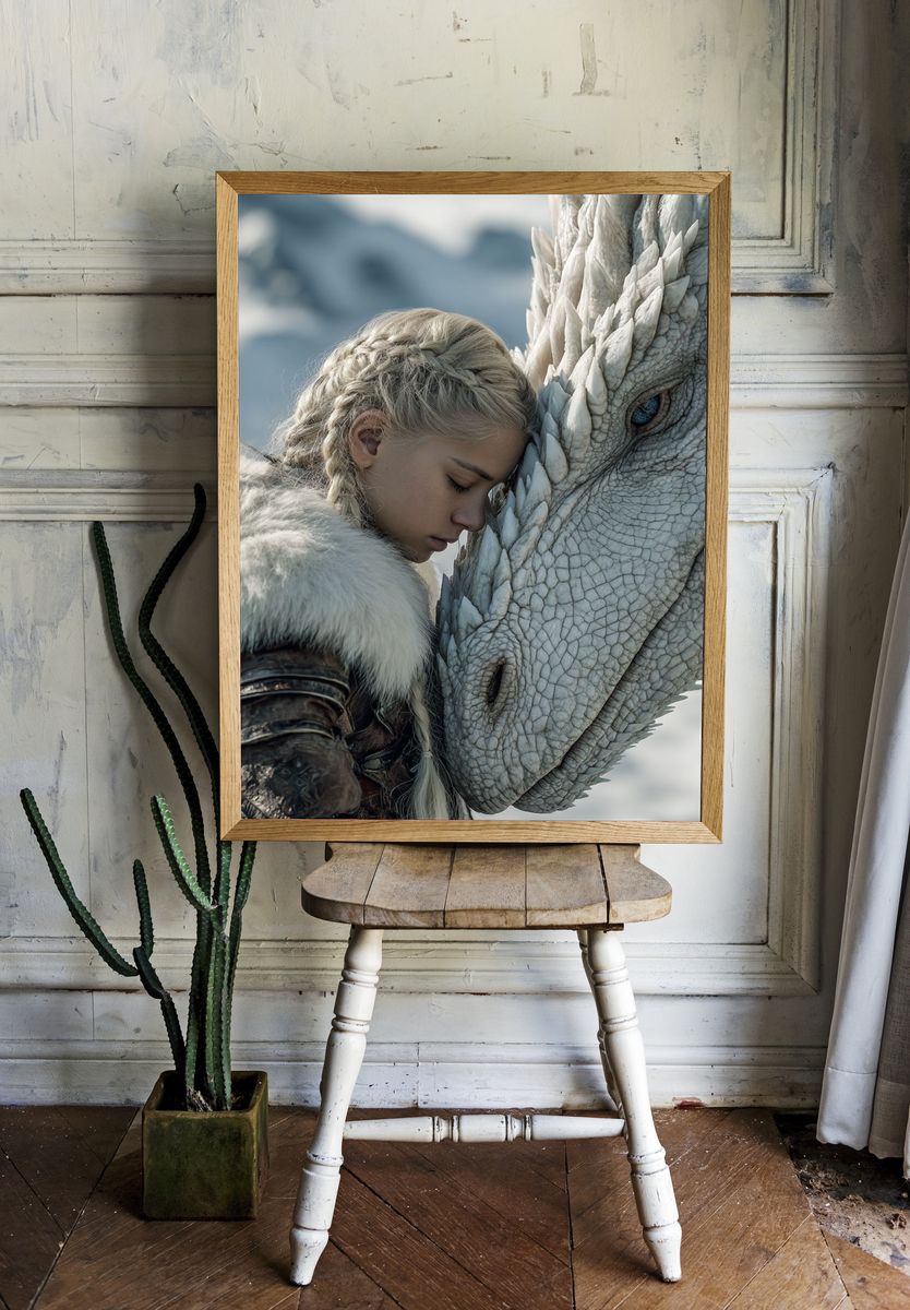 Girl with Dragon — Fantasy Art Print room preview