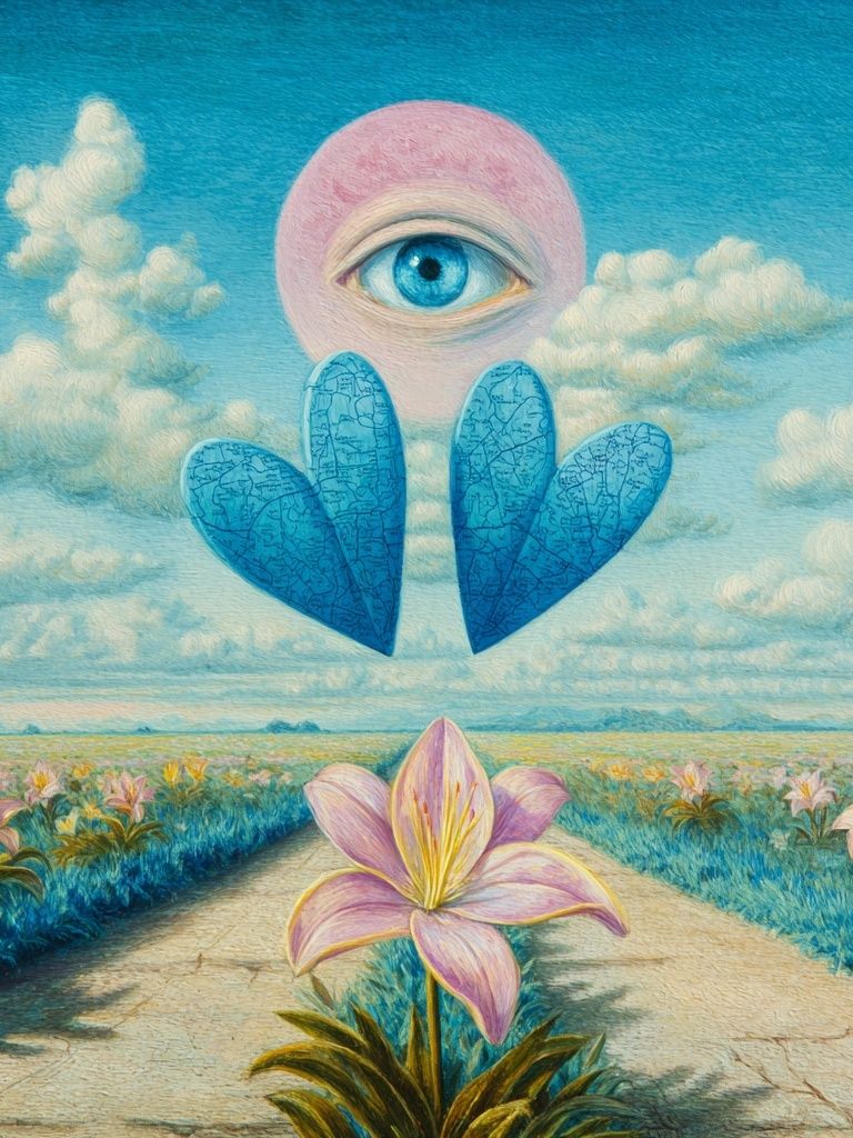 Surreal Eye and Flower Landscape Poster. poster detail