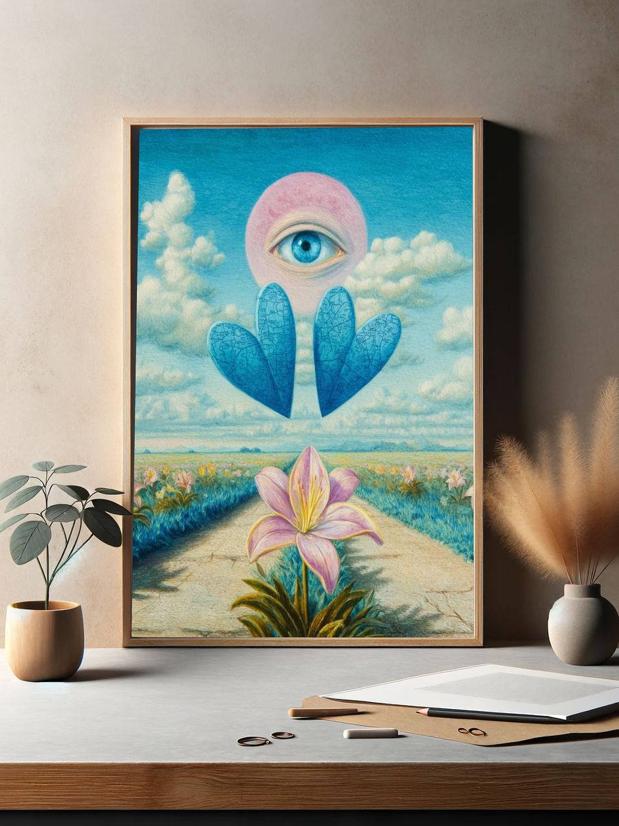 Surreal Eye and Flower Landscape Poster. — room view 2