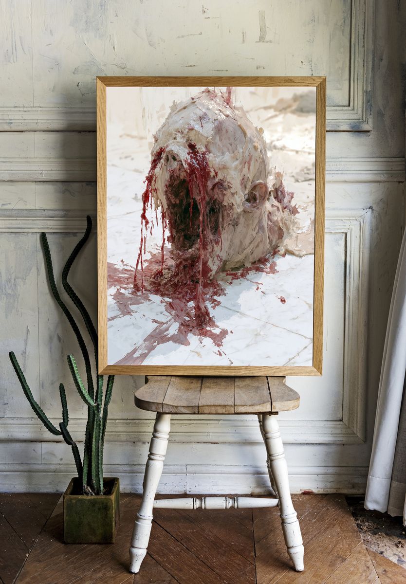 Abstract Pig Head Painting Poster. — room view 1