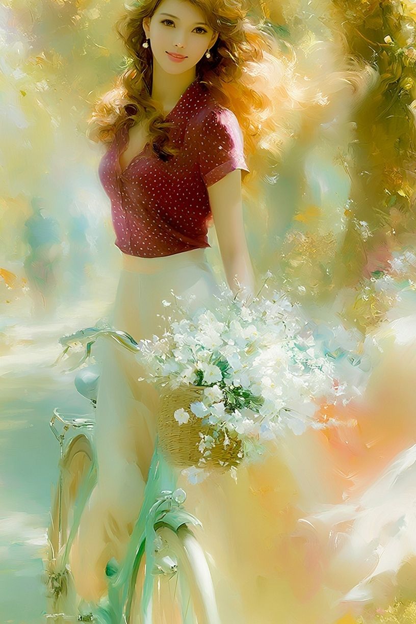 Dreamy Floral Bicycle Portrait Print. poster detail