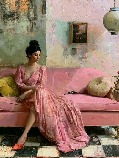 Pink Sofa Portrait Fine-Art Poster.