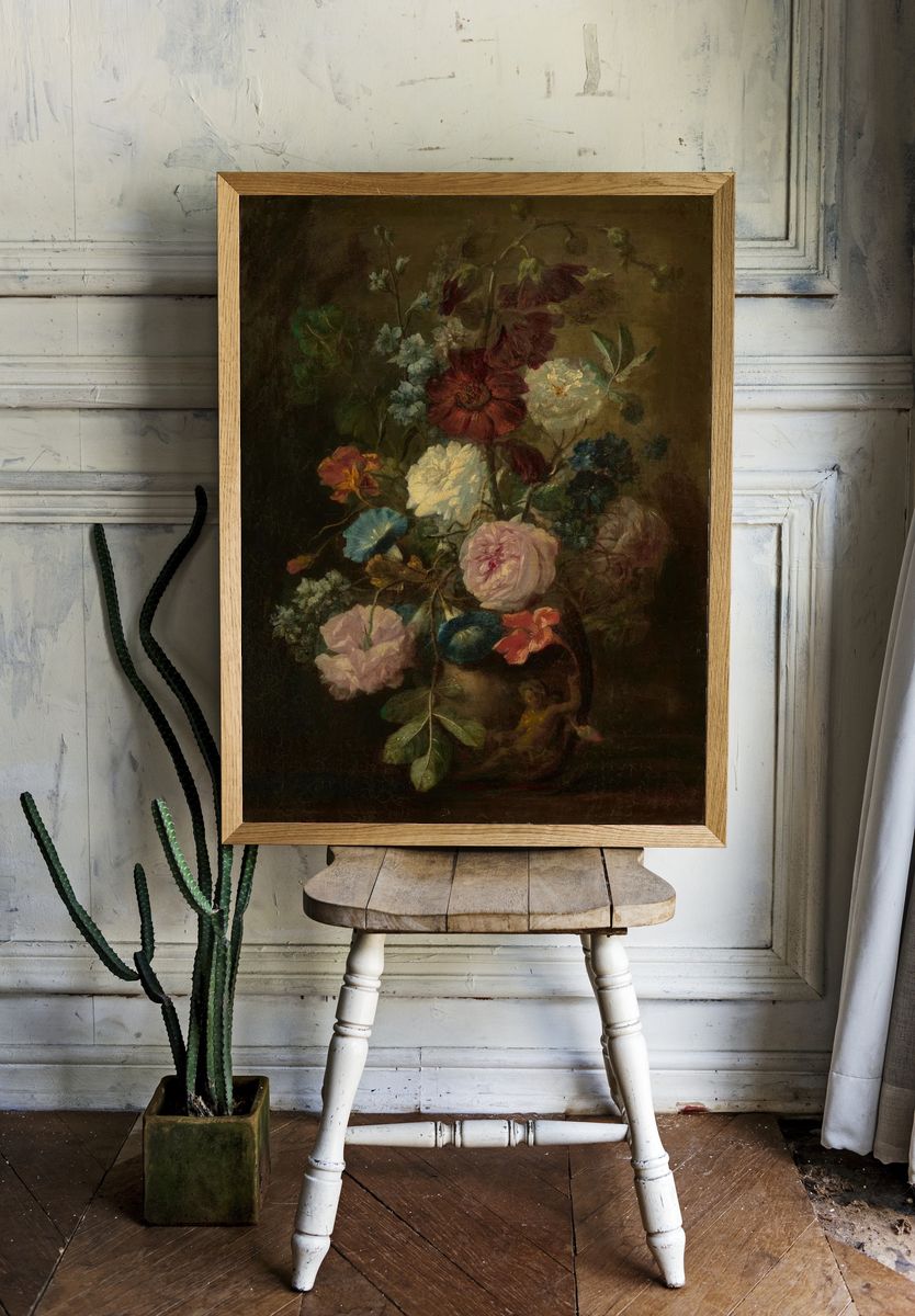 Dark Floral Still Life Print room preview