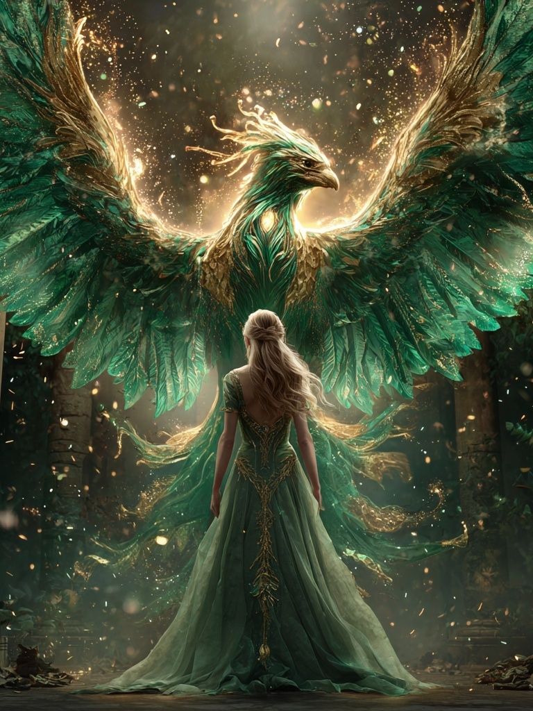 Phoenix and Enchantress — Fantasy Art Print. poster detail
