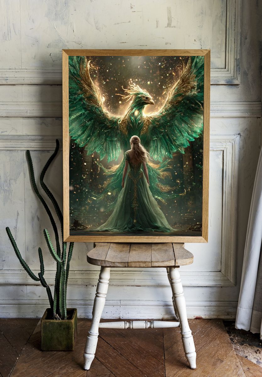 Phoenix and Enchantress — Fantasy Art Print room preview