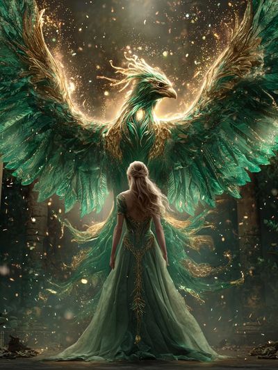 Phoenix and Enchantress — Fantasy Art Print. poster print