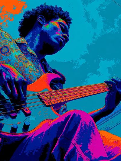 Electric Bass Player Pop-Art Poster.