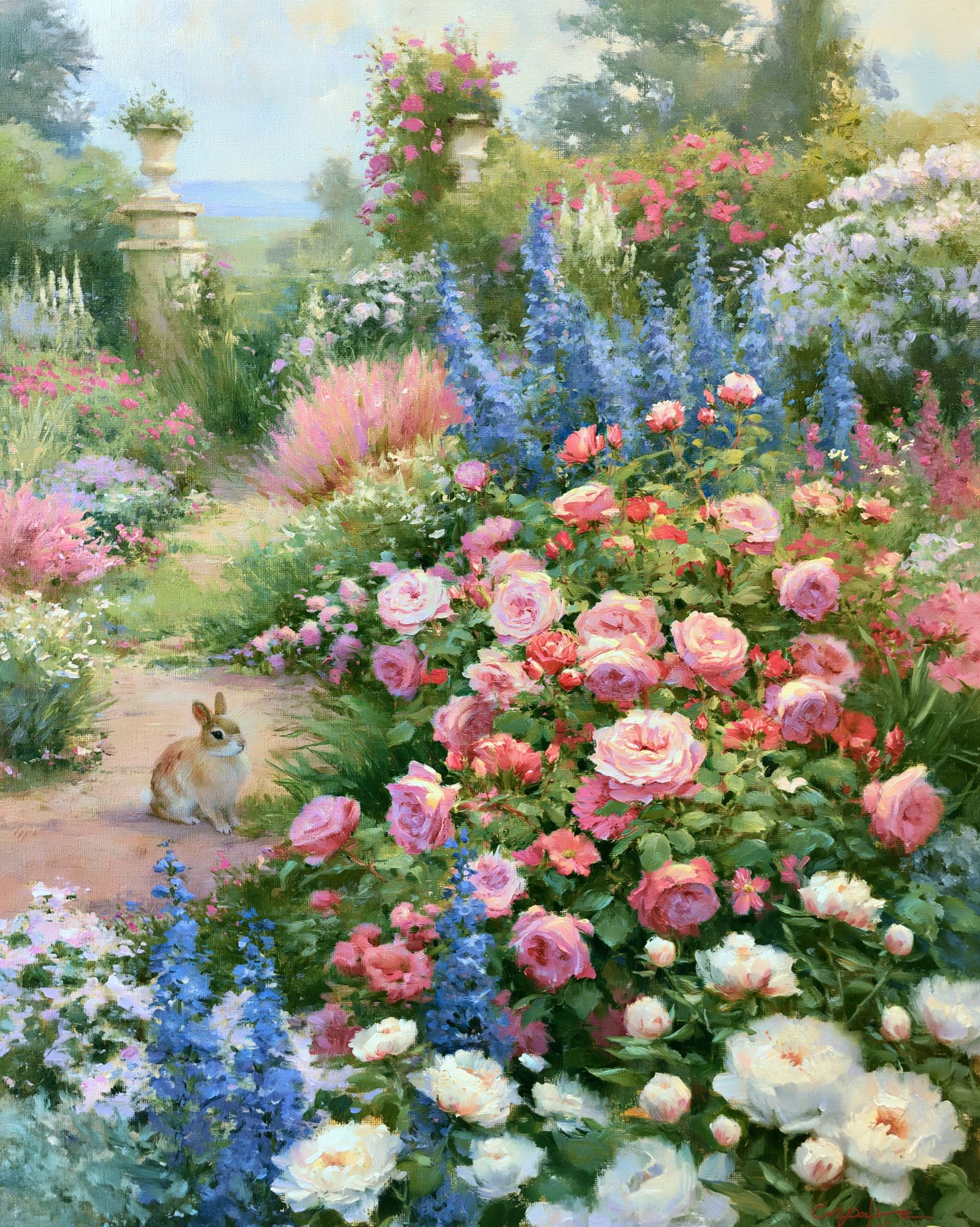 Romantic Garden Bunny Fine-Art Print. poster — fine-art art