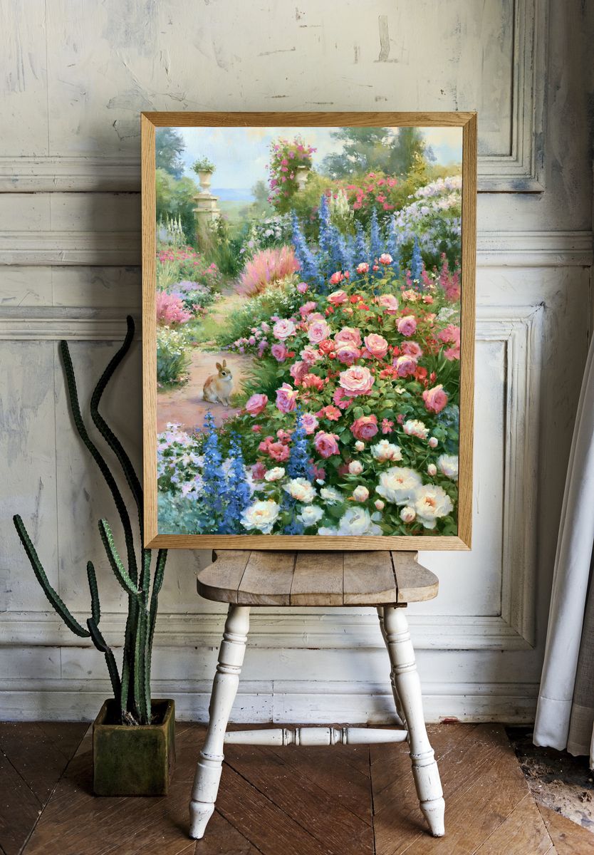 Romantic Garden Bunny Fine-Art Print. room preview