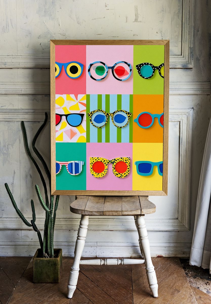 Colorful Sunglasses Pop Art Poster. — room view 1