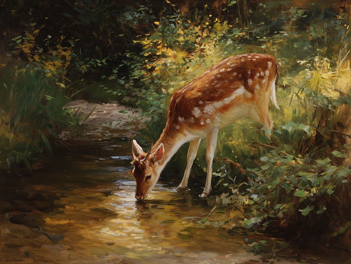 Deer by the Stream — Fine Art Print. poster — fine-art art
