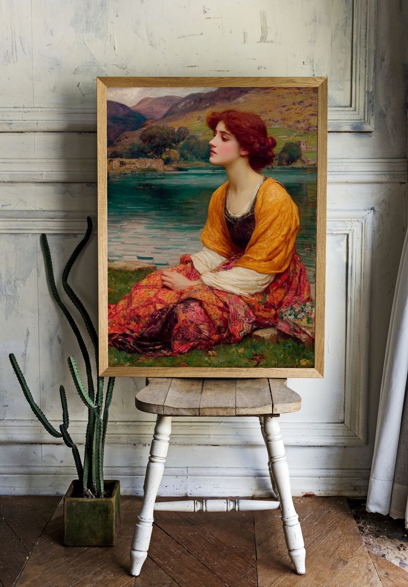Serene Lady by the Lake — Fine Art Print room preview